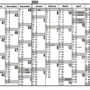 Skolekalenderblok 2025-2026